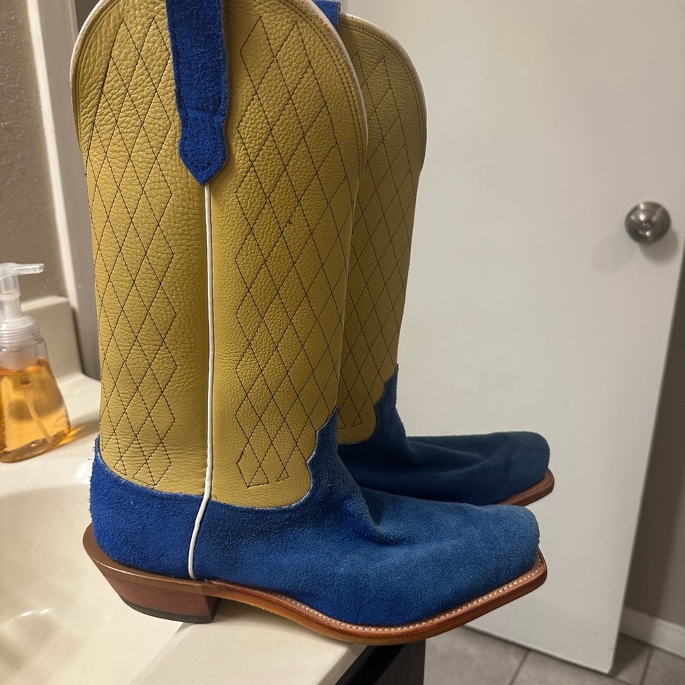 Stylish Blue and Yellow Cowboy Boots
